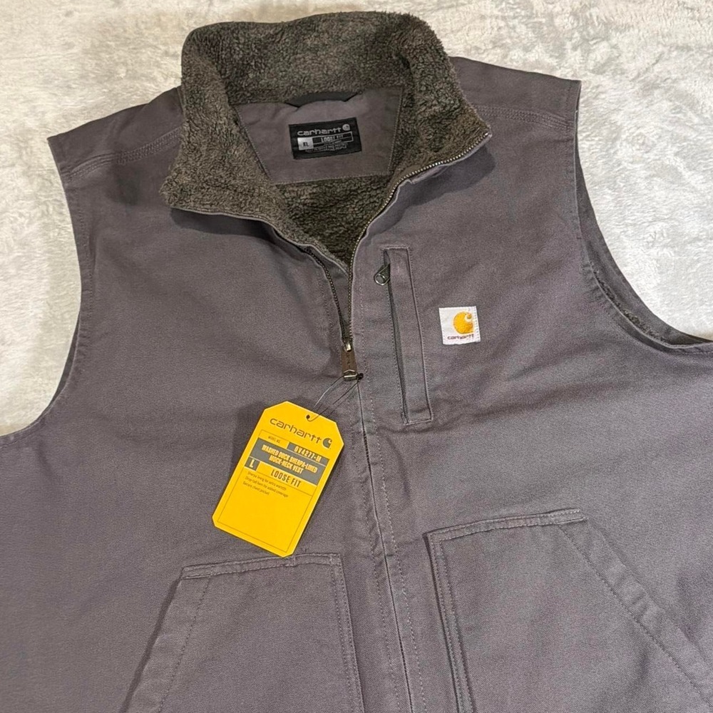 Carhartt Washed Duck Sherpa-Lined Workwear Vest | Gray | XL